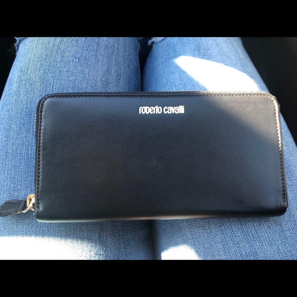 Roberto Cavalli Wallet in Black Smooth Leather